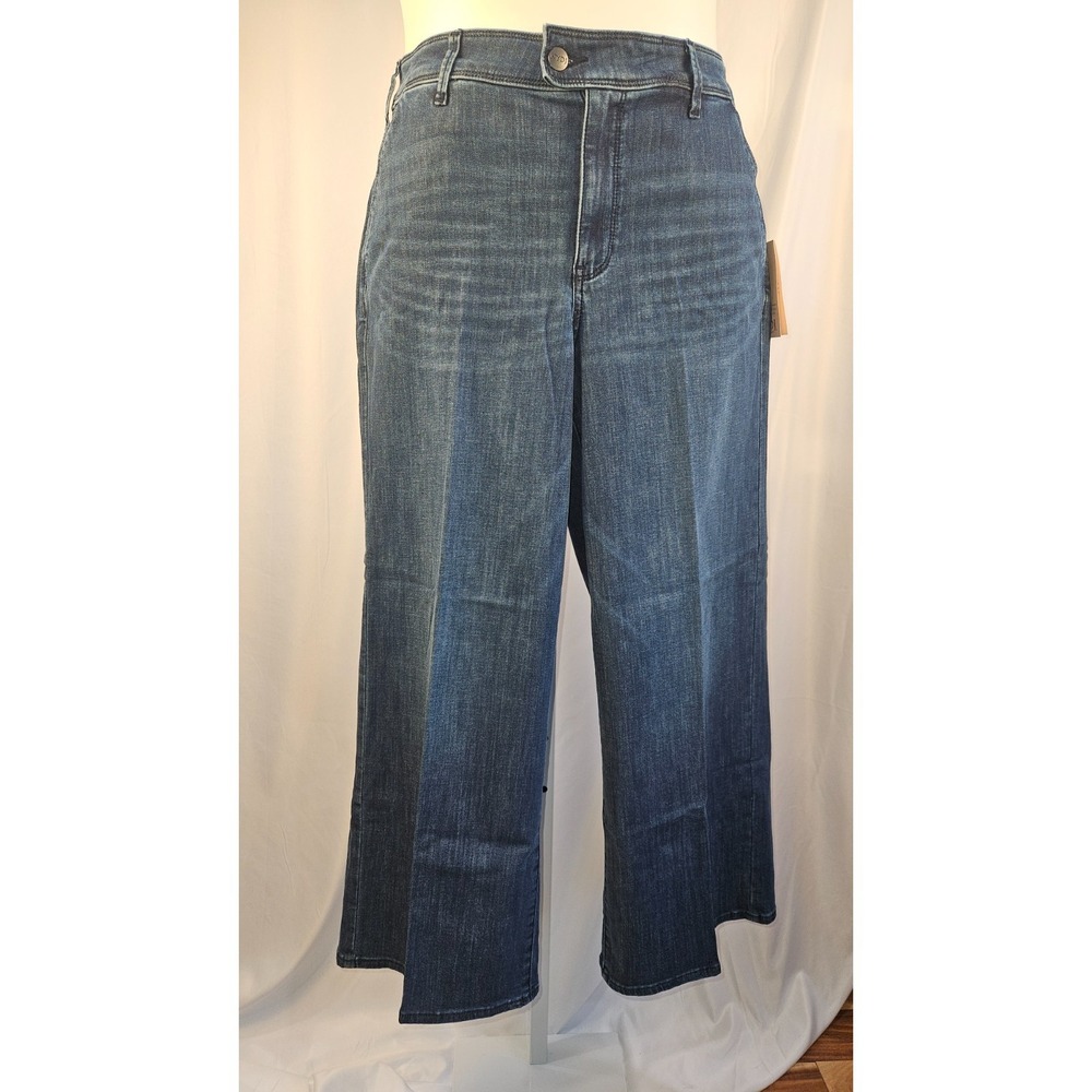 NYDJ NWT Wide Leg Ankle Jeans Dark Wash High Rise Cropped Denim